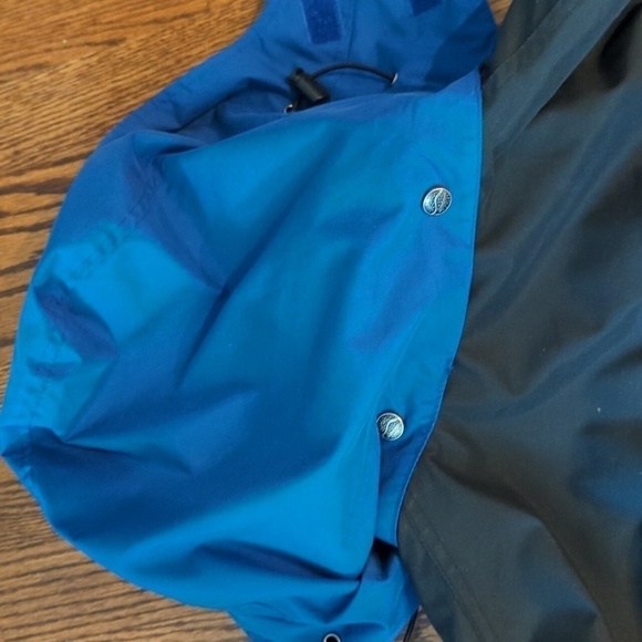 Port Authority gorpcore full length bungee cord adjustable blue hooded jacket S - Picture 8 of 13